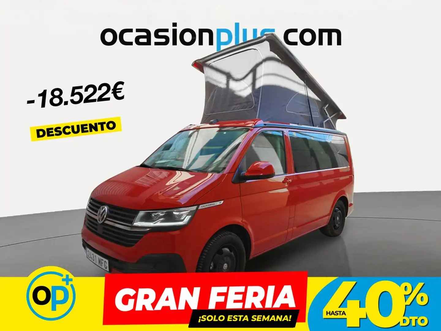Volkswagen T6 California 2.0TDI BMT Beach Camper DSG 150kW Rojo - 1