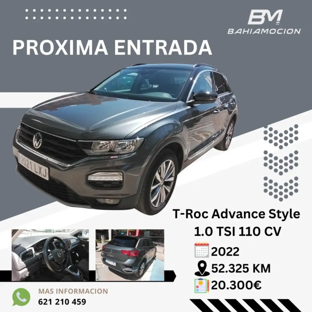 Volkswagen T-Roc 1.0 TSI Advance Style 81kW Gris - 1