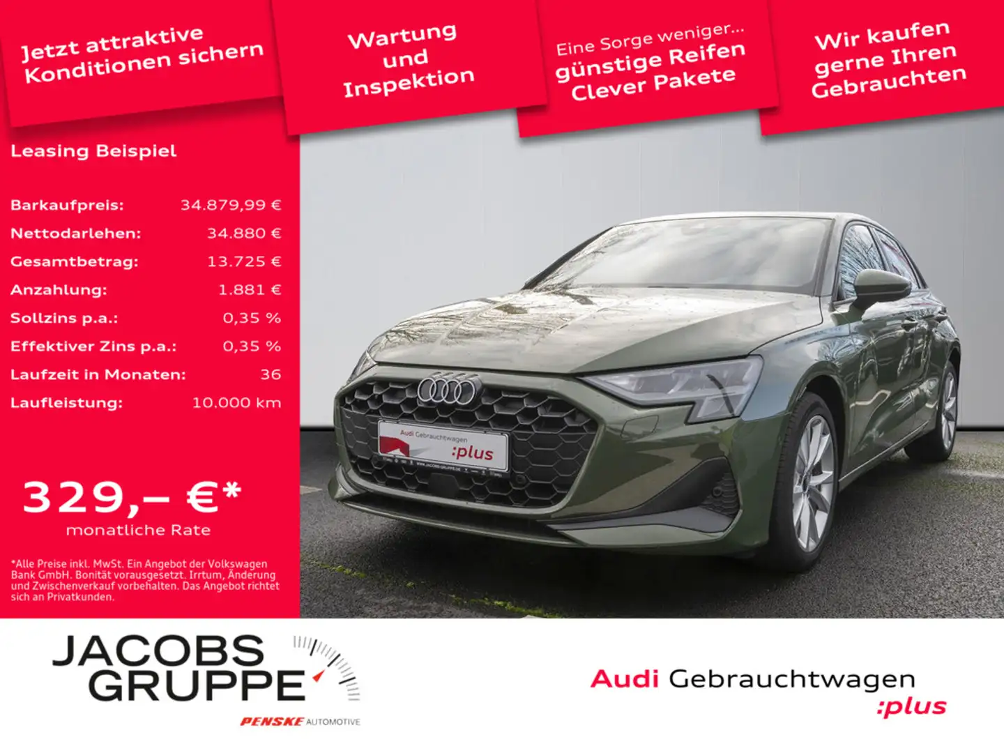 Audi A3 Sportback 35 TDI AHK,PDC,LED Grün - 1