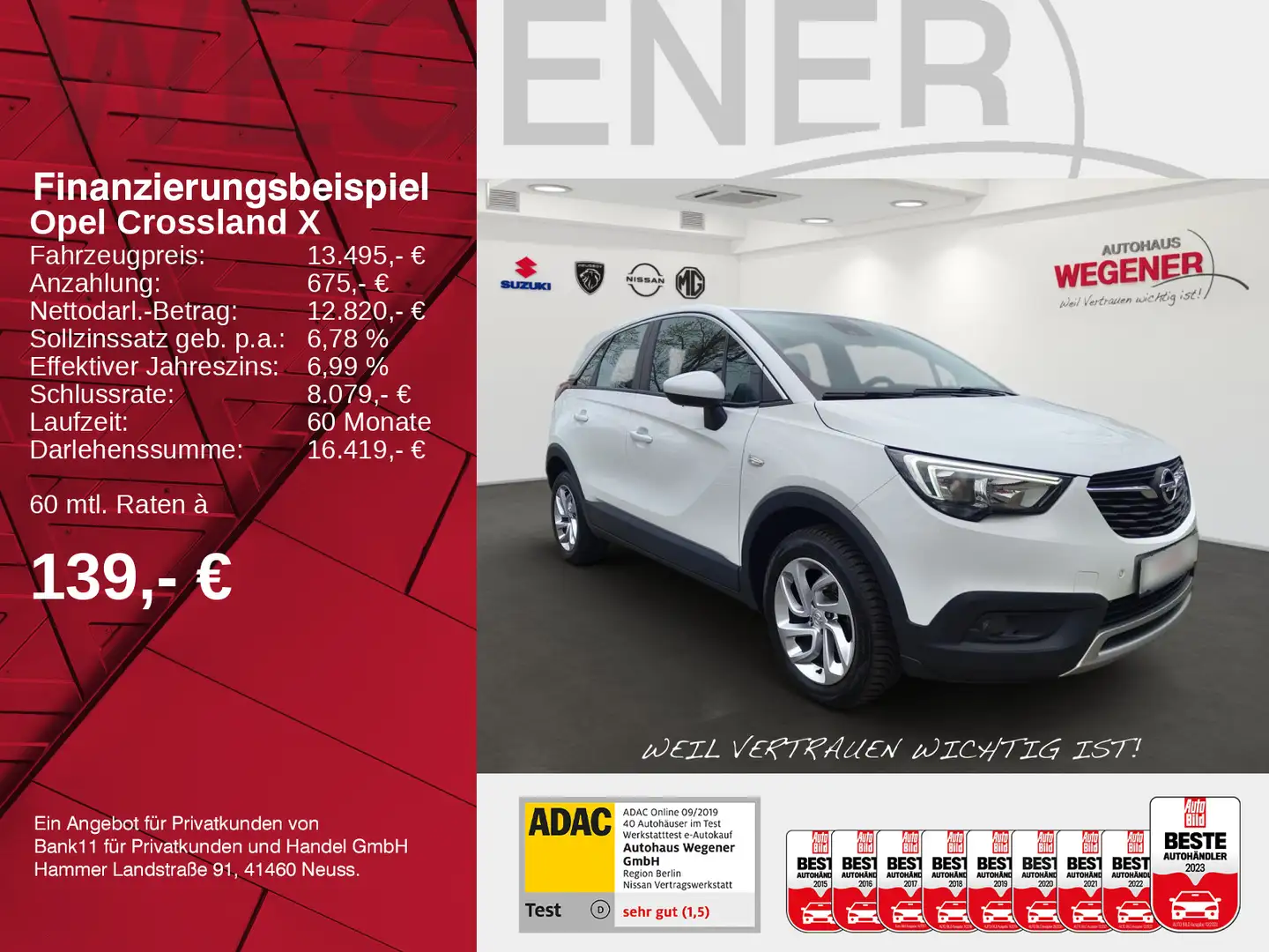 Opel Crossland X CROSSLAND X  1.5 Diesel KLIMA PDC TEMPOMAT Bianco - 2