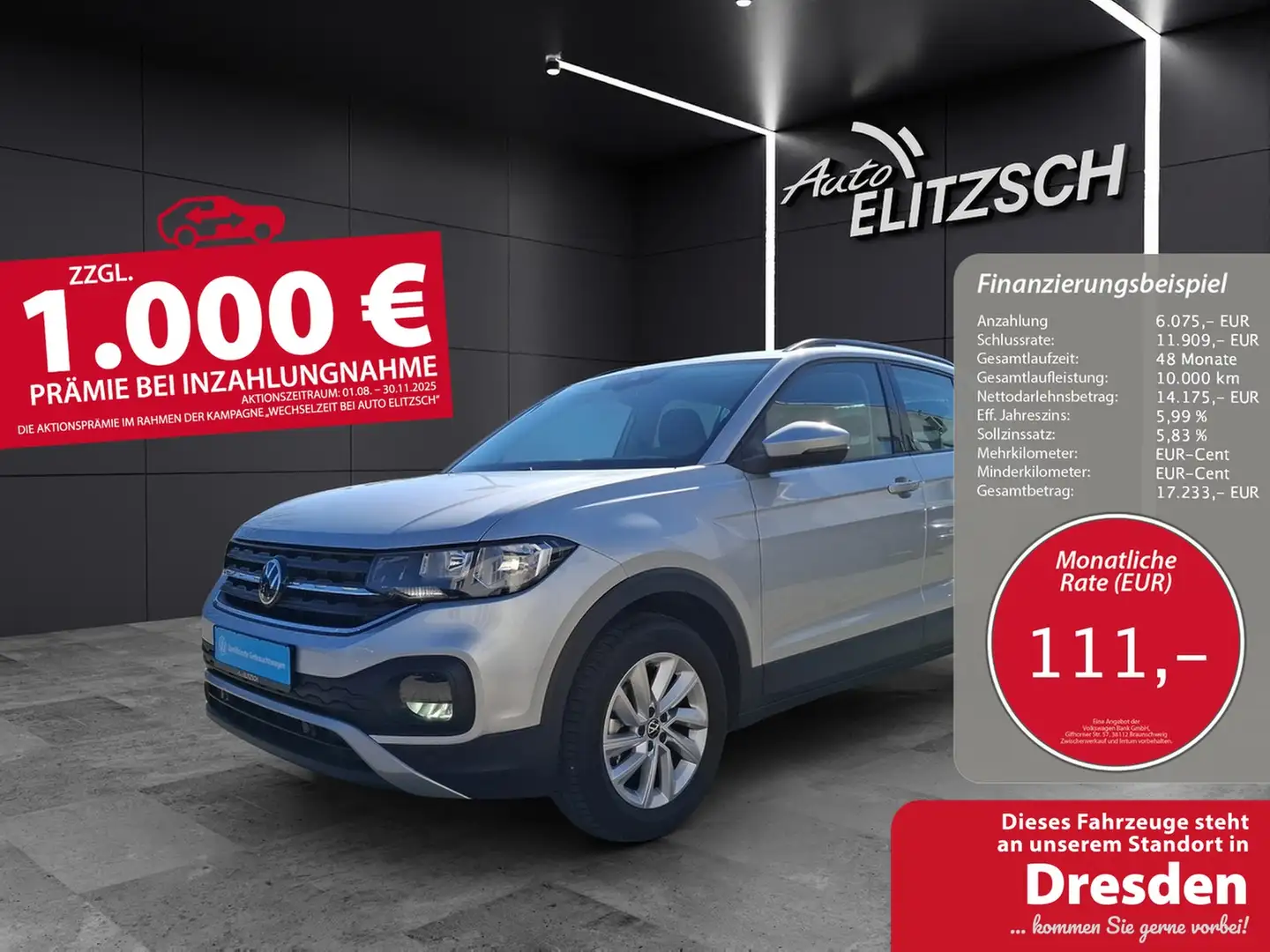 Volkswagen T-Cross TSI Life AppCon ACC PDC Klima SH Silber - 1