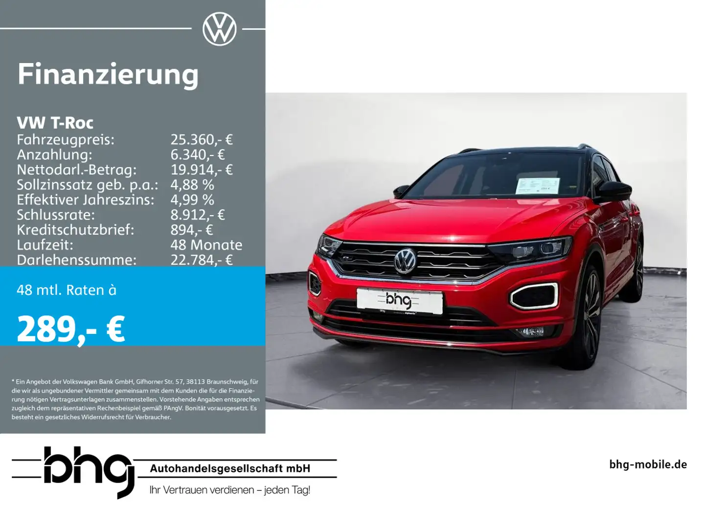 Volkswagen T-Roc Sport 2,0 TSI 4MOTION DSG R-Line Paket, AH Rot - 1