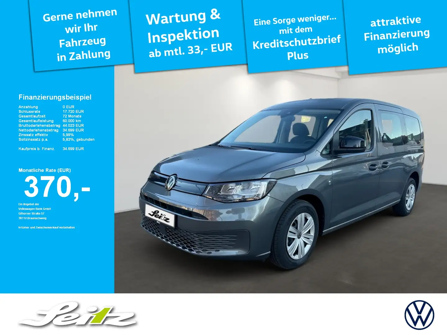 Volkswagen Caddy Maxi 2.0 TDI LR *7-SITZER*KAMERA*SITZH* Grijs - 1