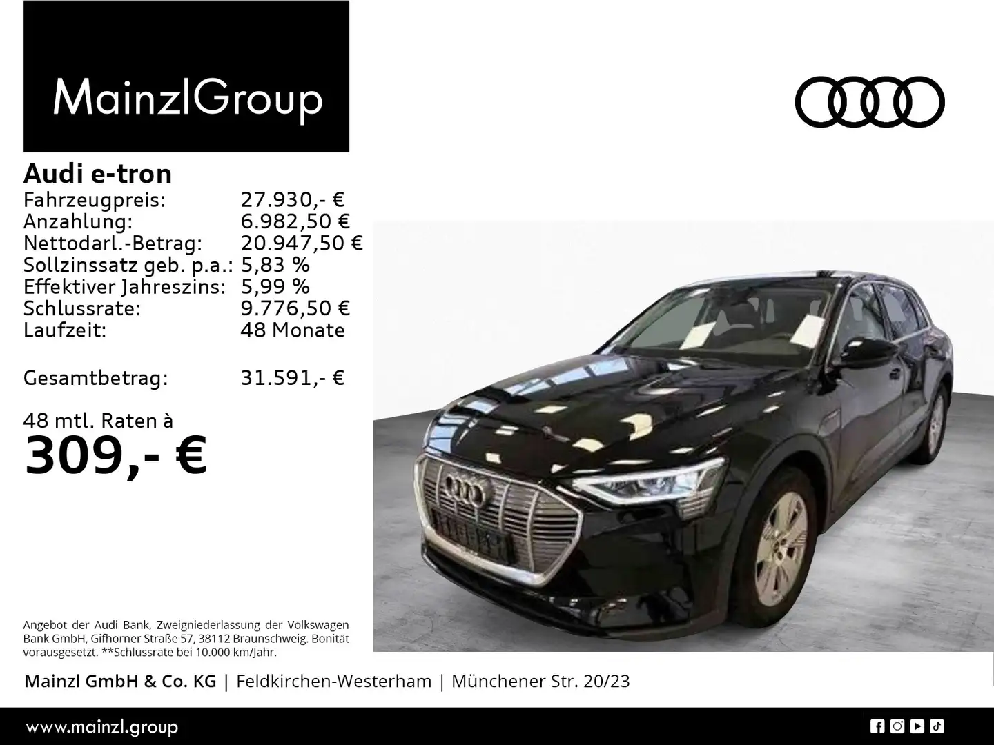 Audi e-tron 50 quattro LED Luft 2xPDC Navi Virtual Schwarz - 1
