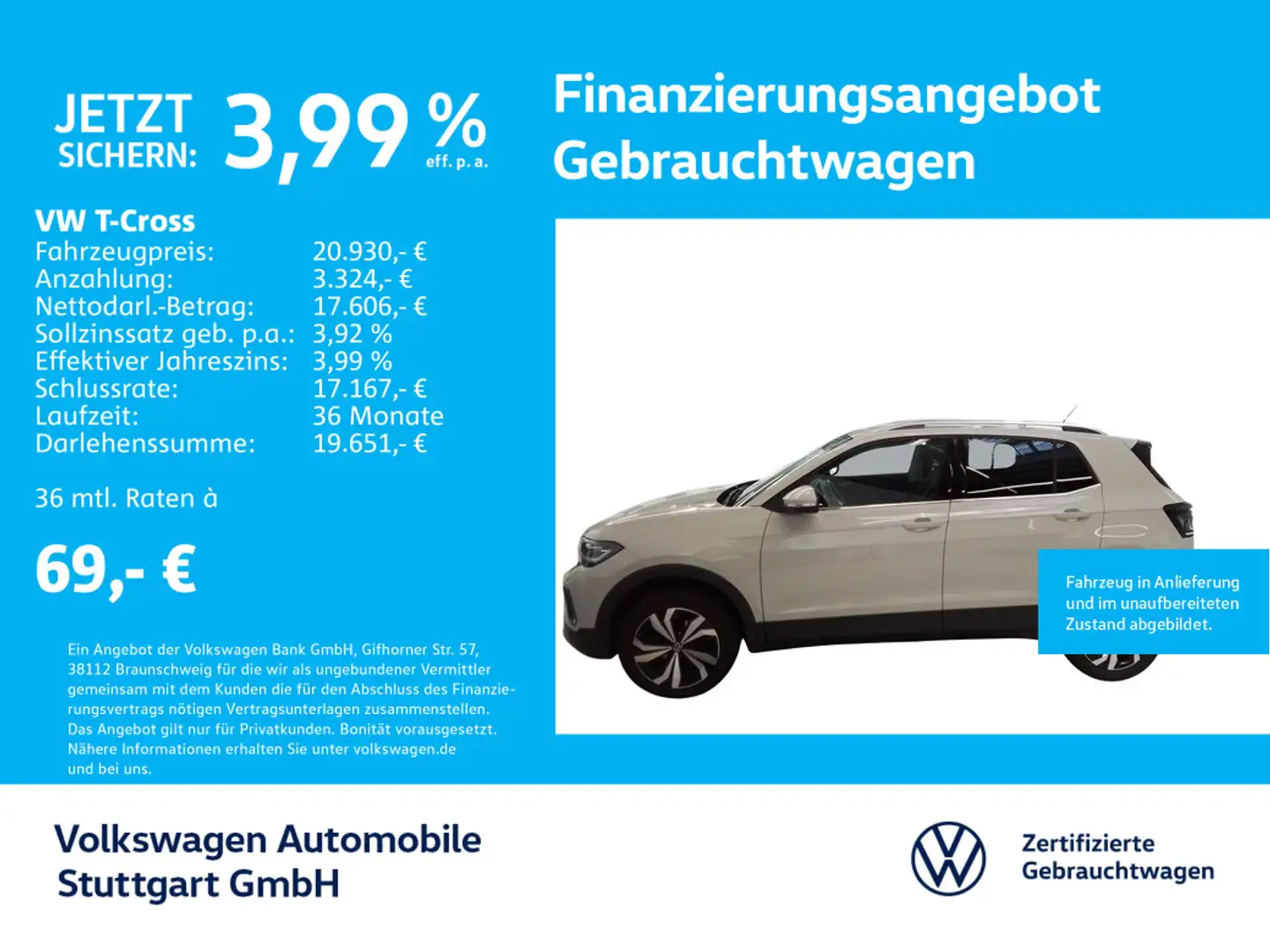 Volkswagen T-Cross Style 1.0 TSI Navi Kamera LED ACC SHZ Grau - 1