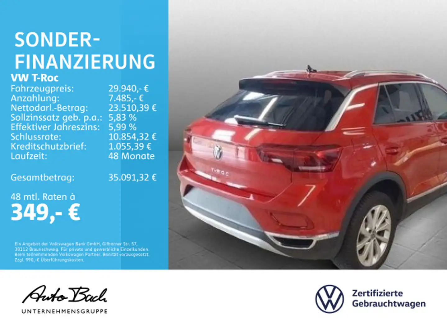 Volkswagen T-Roc T-ROC 1.5 TSI DSG Style, Navi, LED, Digital Cock Rot - 2