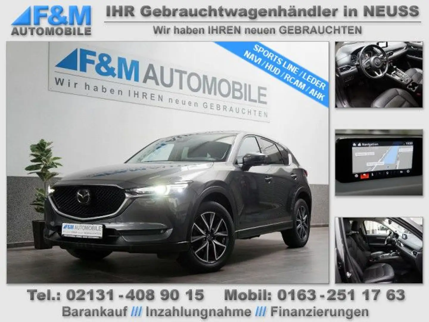 Mazda CX-5 2.2 SKYACTIV-D  Sports-Line AWD Leder HUD R Grijs - 1