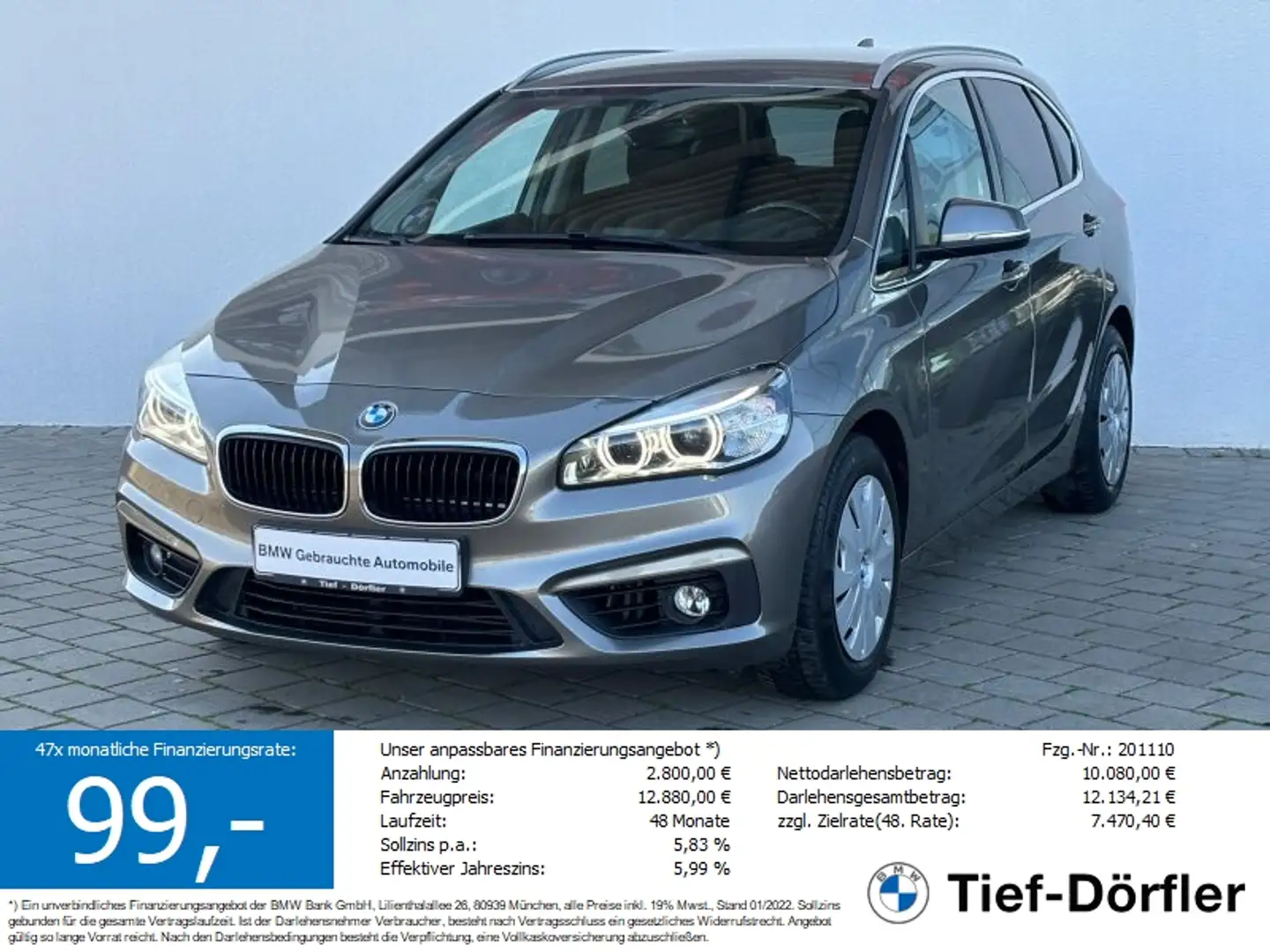 BMW 218 i Active Tourer AHK/LED/NAVI/TEMPO/SH/PRIVACY Silber - 1