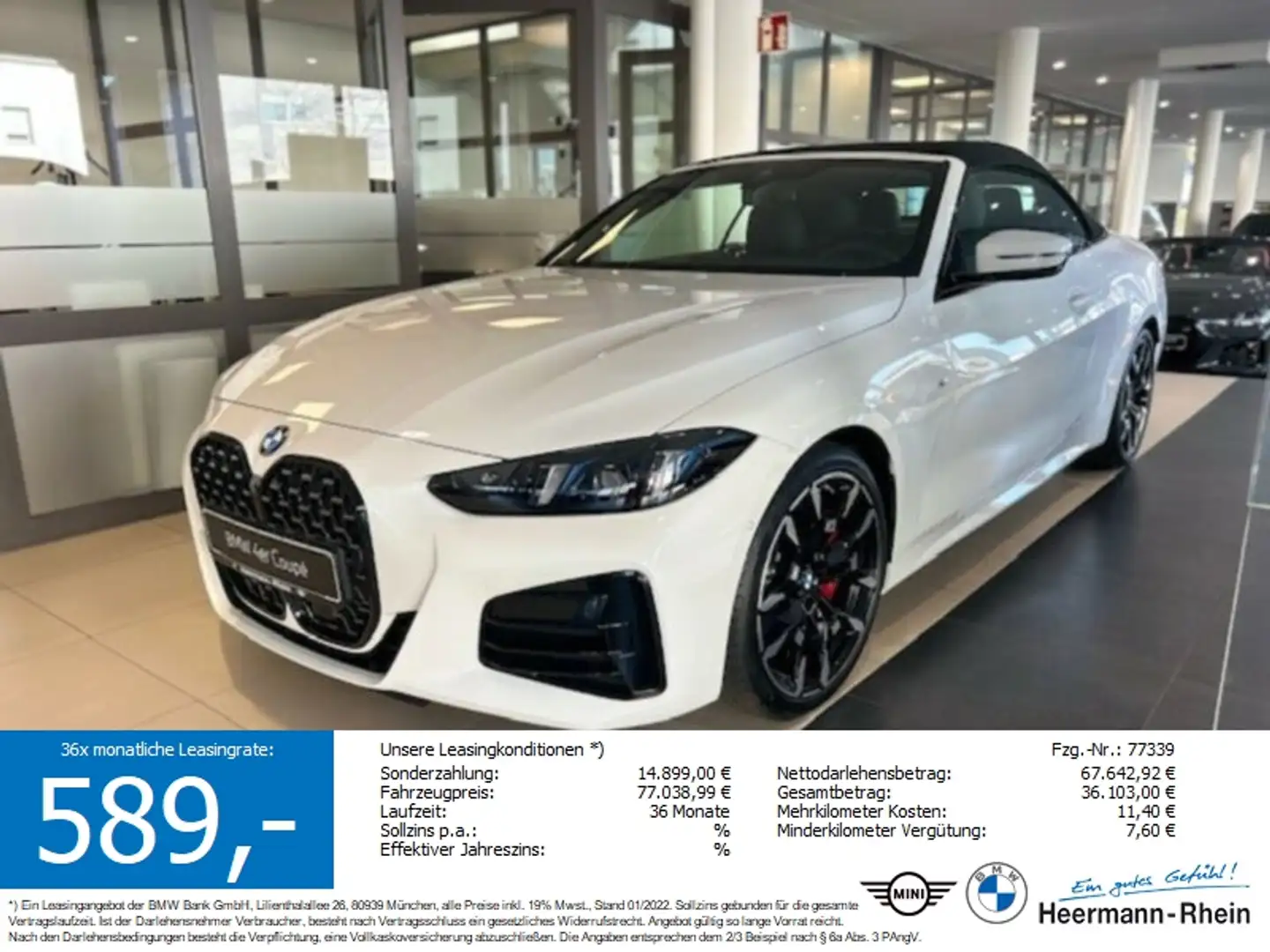 BMW 420 i Cabrio Modell M-SPORT Weiß - 1