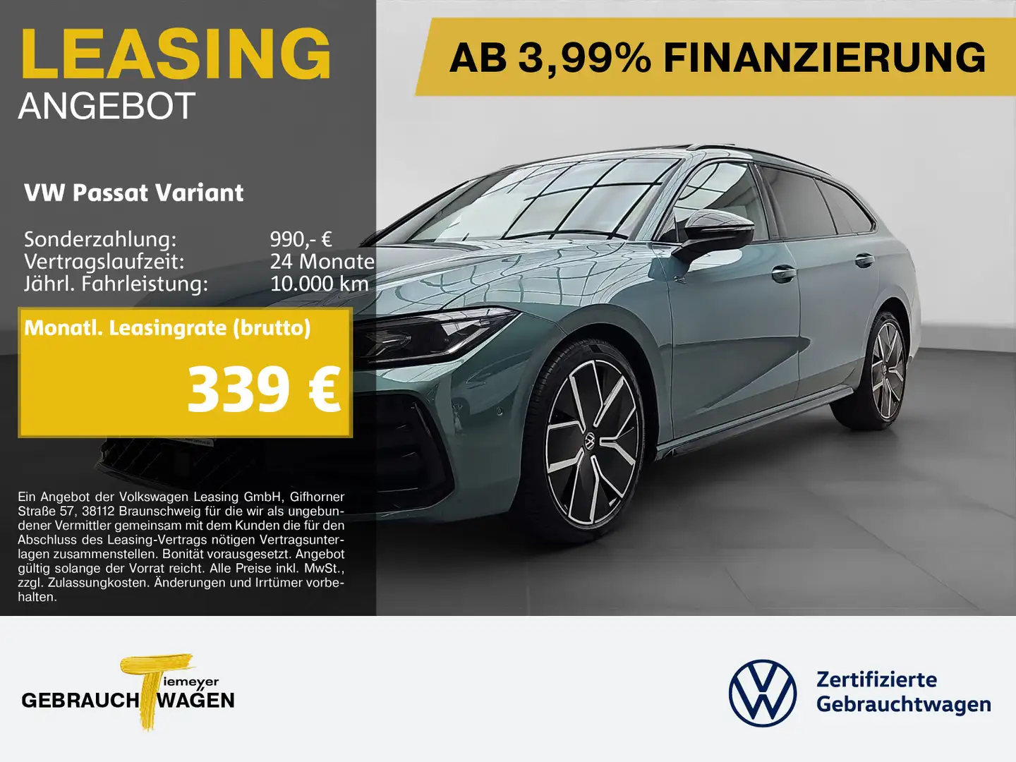 Volkswagen Passat Variant 2.0 TDI 4M R-LINE HuD PANO DCC AH Grün - 1