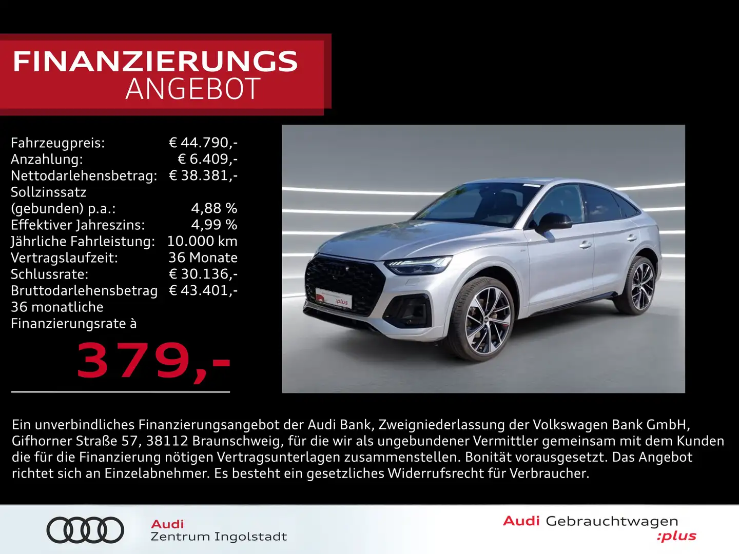 Audi Q5 Sportback 45 TFSI qu 2x S line MATRIX STHZG Argent - 1