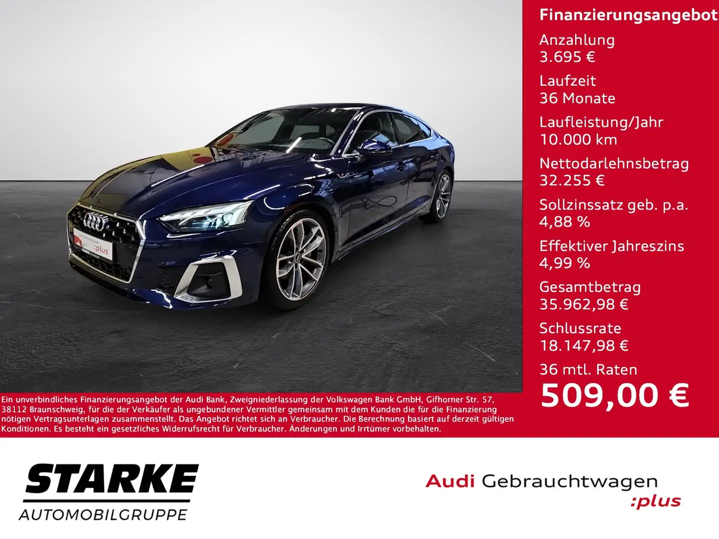 Audi A5 Sportback 40 TDI S tronic quattro S line NaviPl... Blau - 1