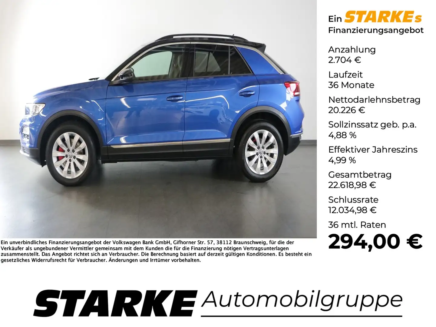 Volkswagen T-Roc 2.0 TDI DSG Sport Blau - 1