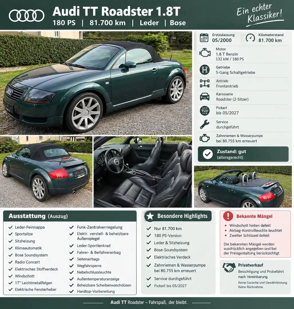 Audi TT TT Roadster 1,8 T Grün - 1