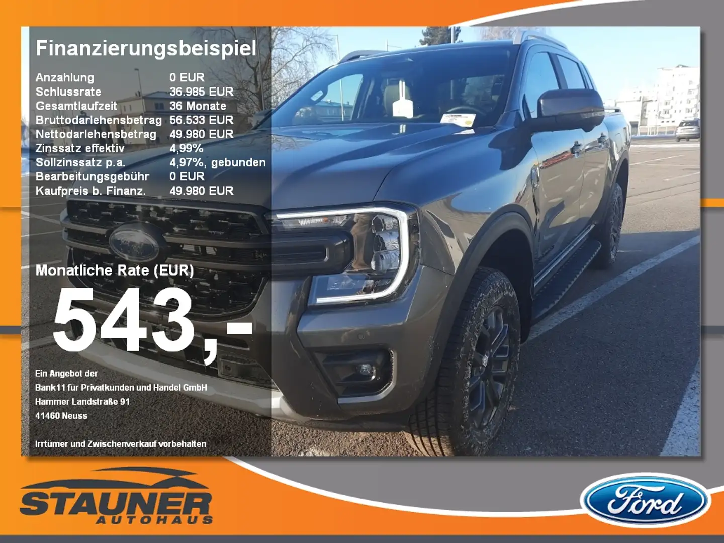 Ford Ranger DOKA Wildtrak 2.0l EcoBlue 1,99% Fin. Grau - 1