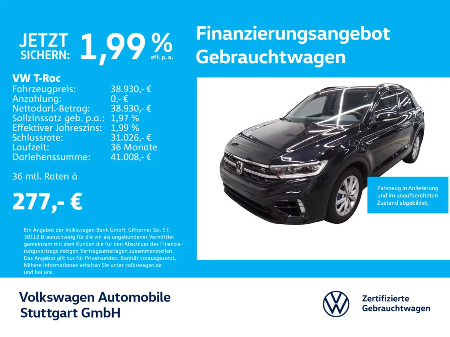 Volkswagen T-Roc R DSG Navi Kamera Tempomat Schwarz - 1