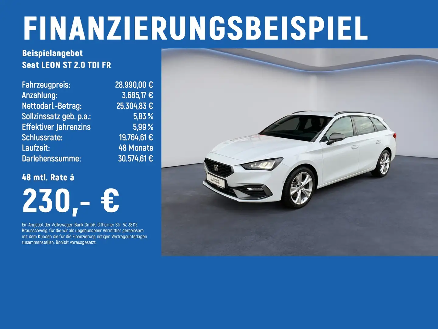 SEAT Leon ST 2.0 TDI FR AHK+NAVI+RFK Weiß - 2