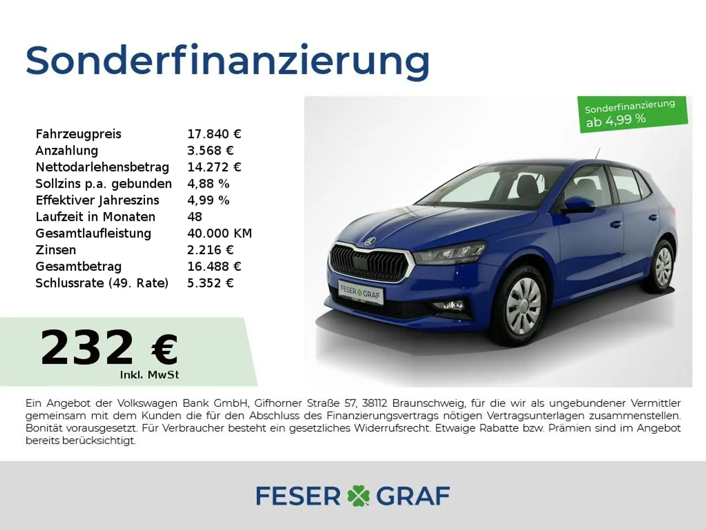 Skoda Fabia 1.0 TSI Essence LED / Bluetooth / DAB Blau - 1
