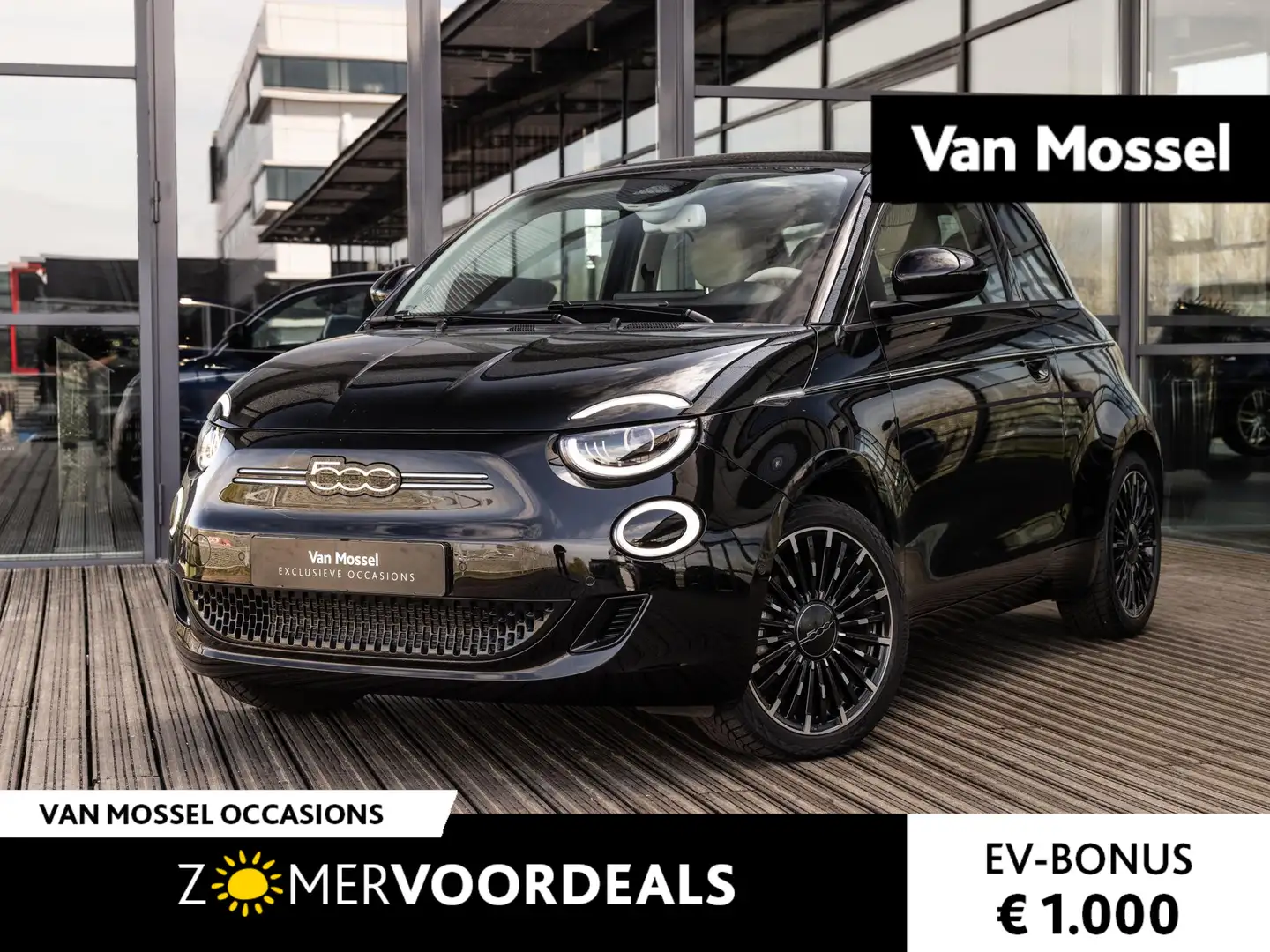 Fiat 500e La Prima 42 kWh | NAVIGATIE | ACHTERUITRIJCAMERA | Zwart - 1