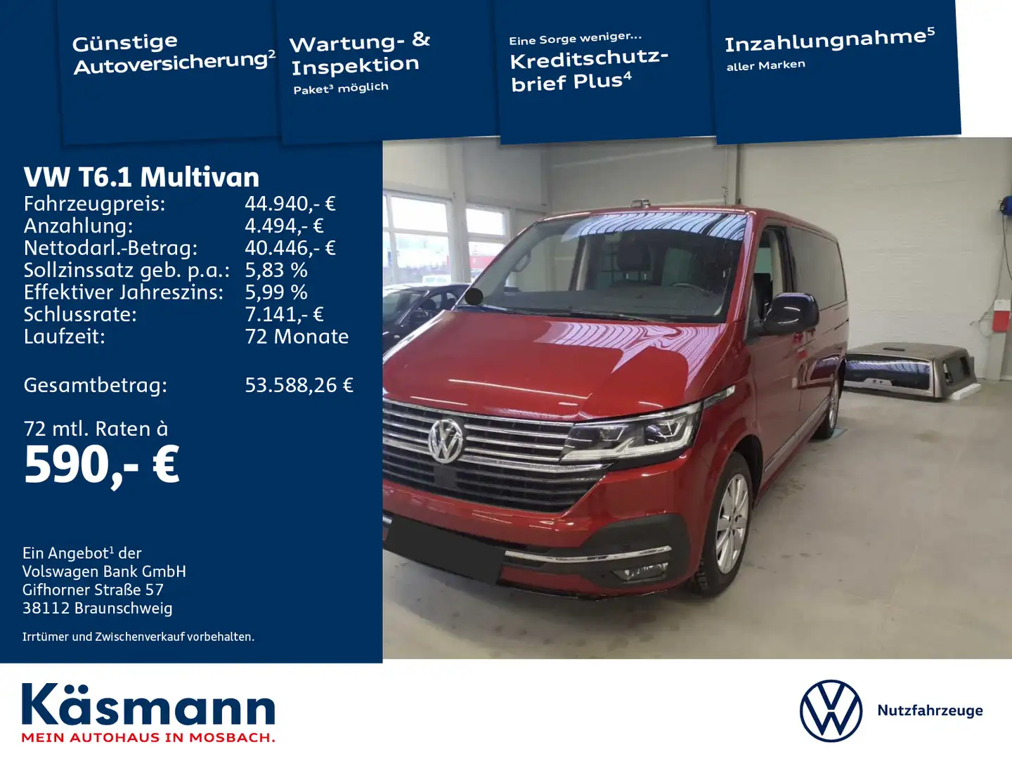 Volkswagen T6.1 Multivan Generation Six 2.0TDI SPORTPAKET A Rot - 1