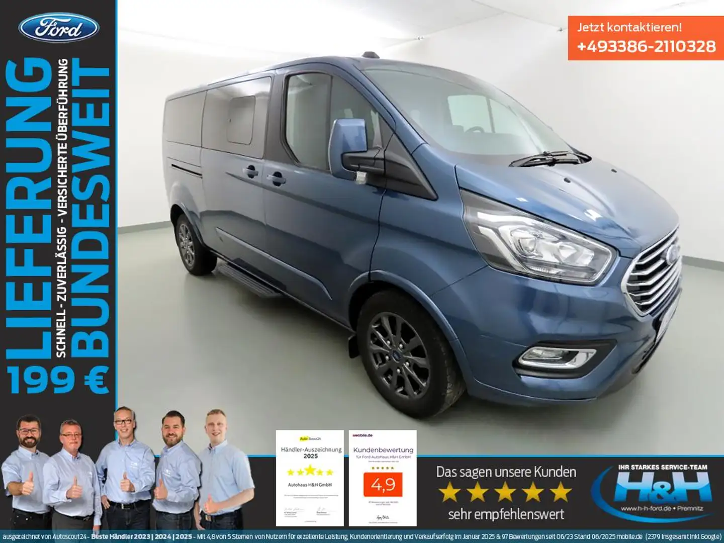 Ford Tourneo Custom 2.0 320L2 Titanium AHK+SichtPaket Bleu - 1