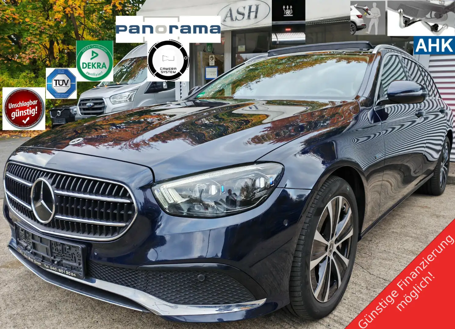 Mercedes-Benz E 300 de Panor.LED-Beam.Wide.Cam.AHK.23P-FahrP. Blau - 1