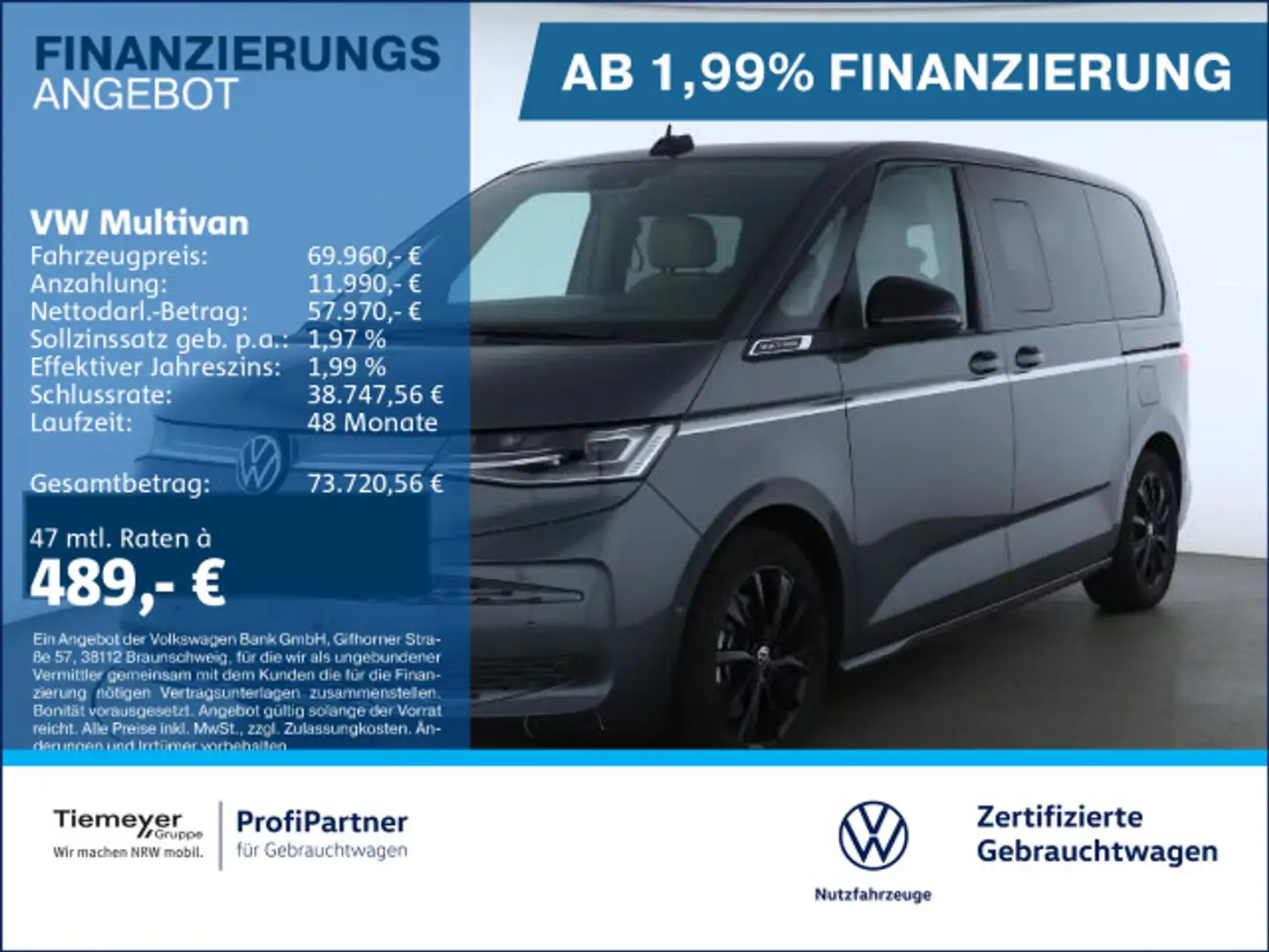 Volkswagen T7 Multivan T7 Multivan HYBRID ALLRAD STYLE PANO H&K 360 HUD Grau - 1