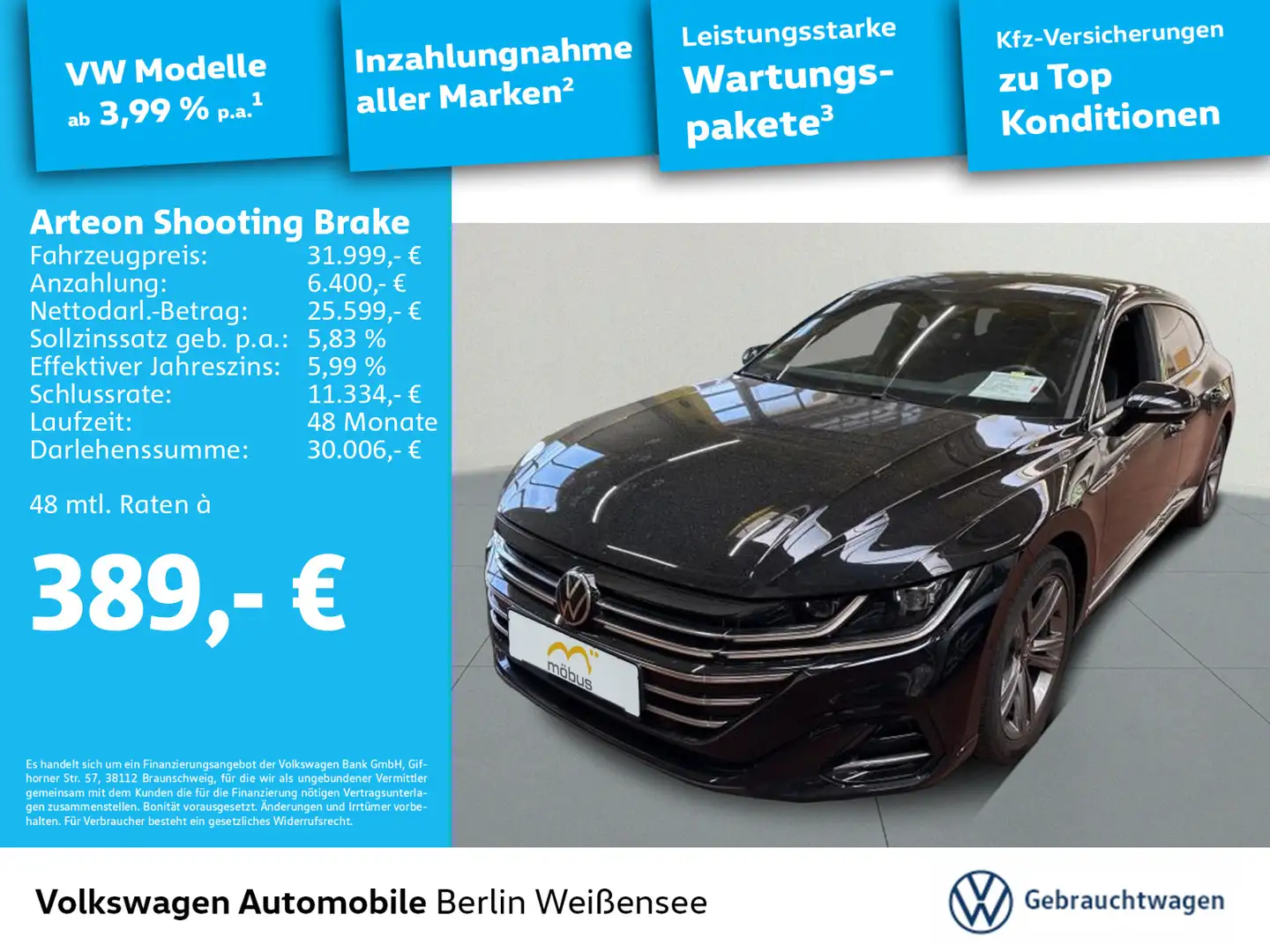 Volkswagen Arteon 2.0 TDI*R-Line*AHK*APP* Schwarz - 1