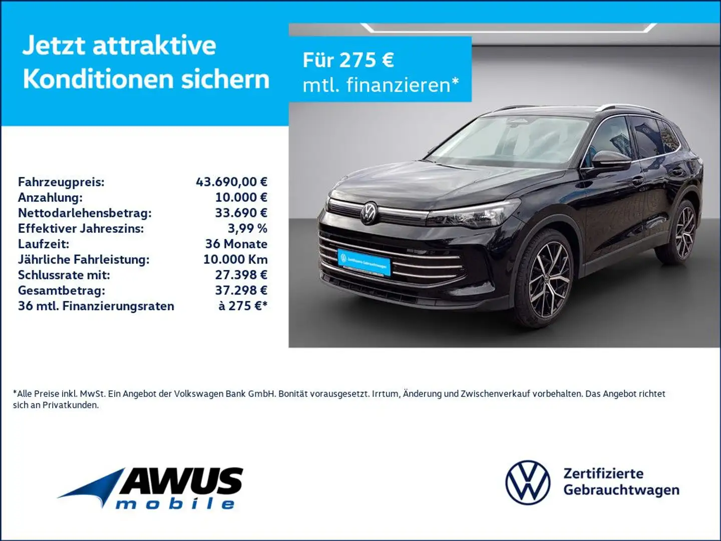 Volkswagen Tiguan 2.0TDI DSG Elegance AHK Schwarz - 1
