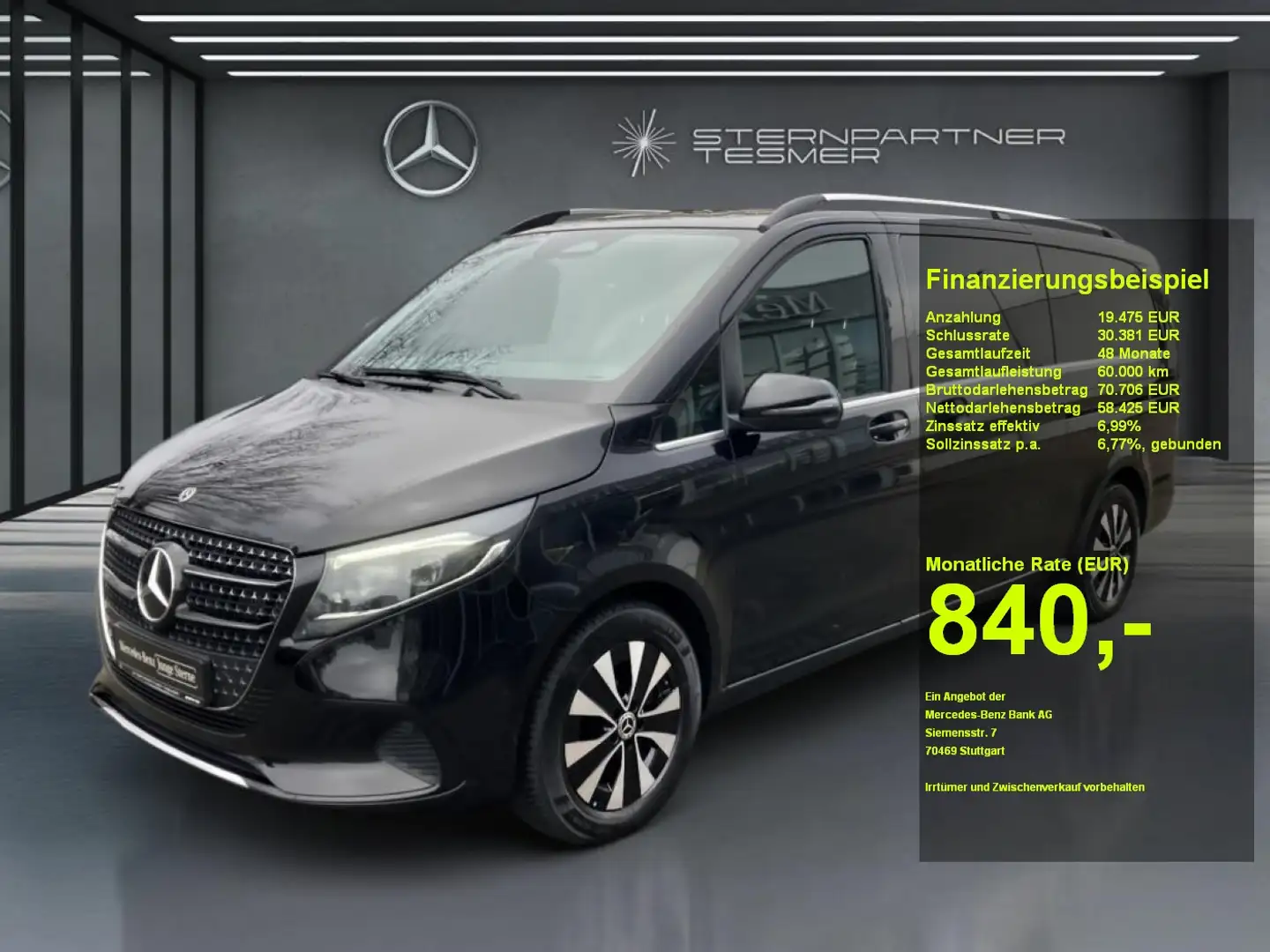 Mercedes-Benz V 300 d 4M AVANTGARDE Extralang Burmester+AHK2,5 Noir - 1