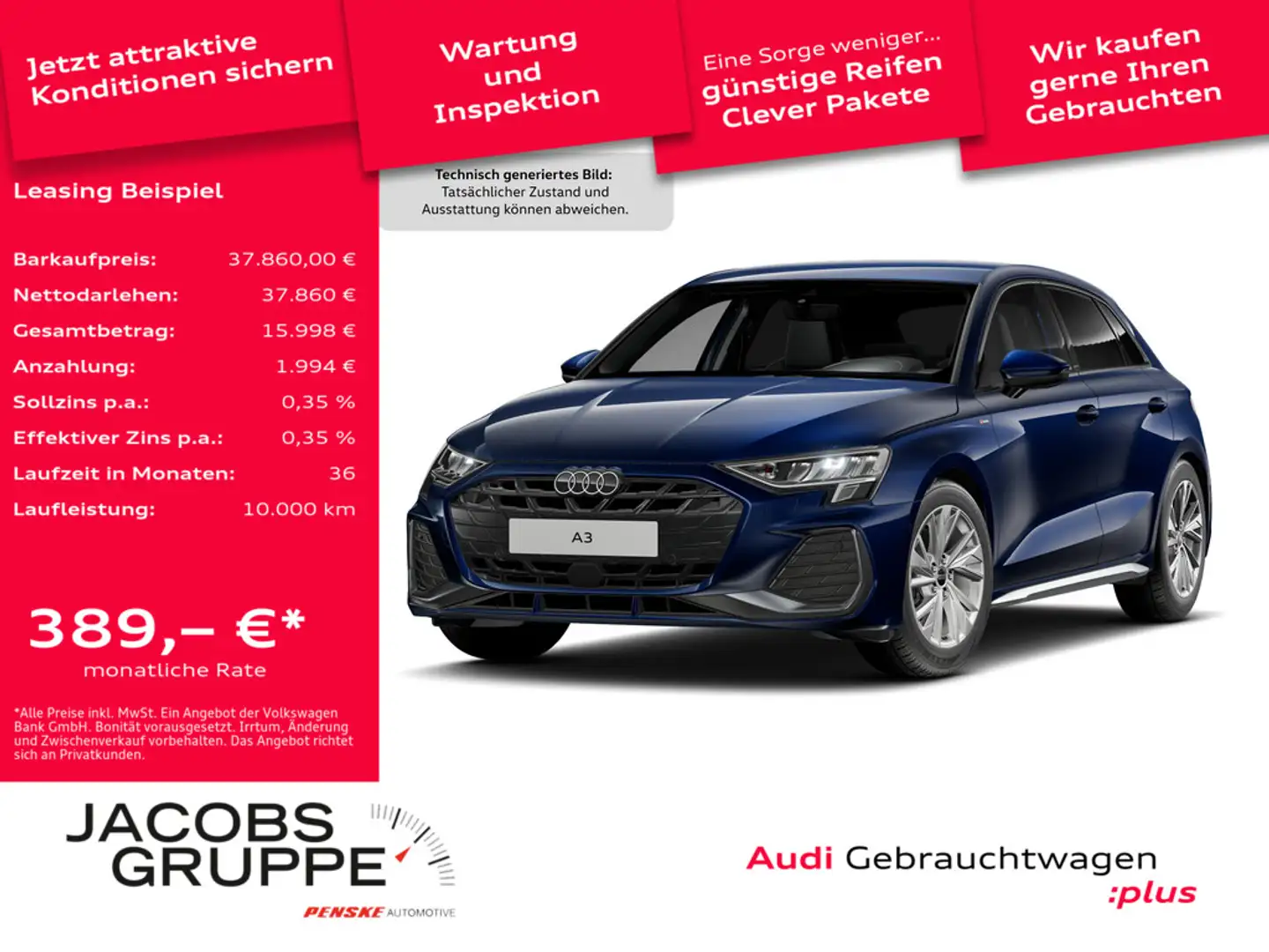 Audi A3 Sportback 35 TDI kamera/LED/Sitzh./ACC S line Blau - 1