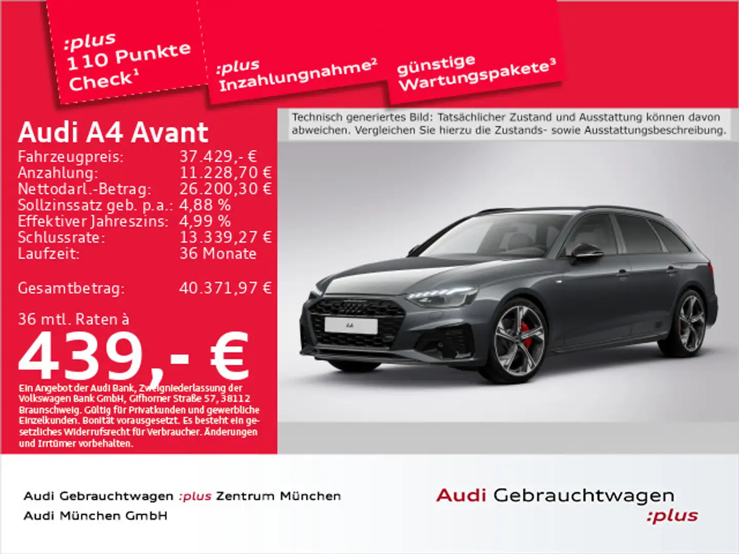 Audi A4 40 TFSI S tronic S line Compeition+ ACC Grau - 1