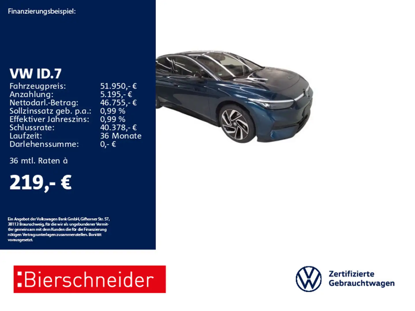 Volkswagen ID.7 Pro S AHK DCC MATRIX HuD 360 Blau - 1