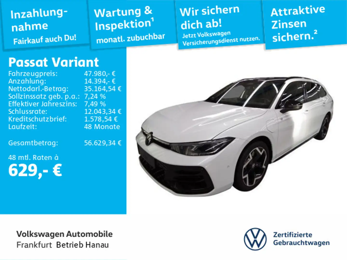 Volkswagen Passat Variant 1.5 TSI DSG eHybrid R-Line Navi A Weiß - 1