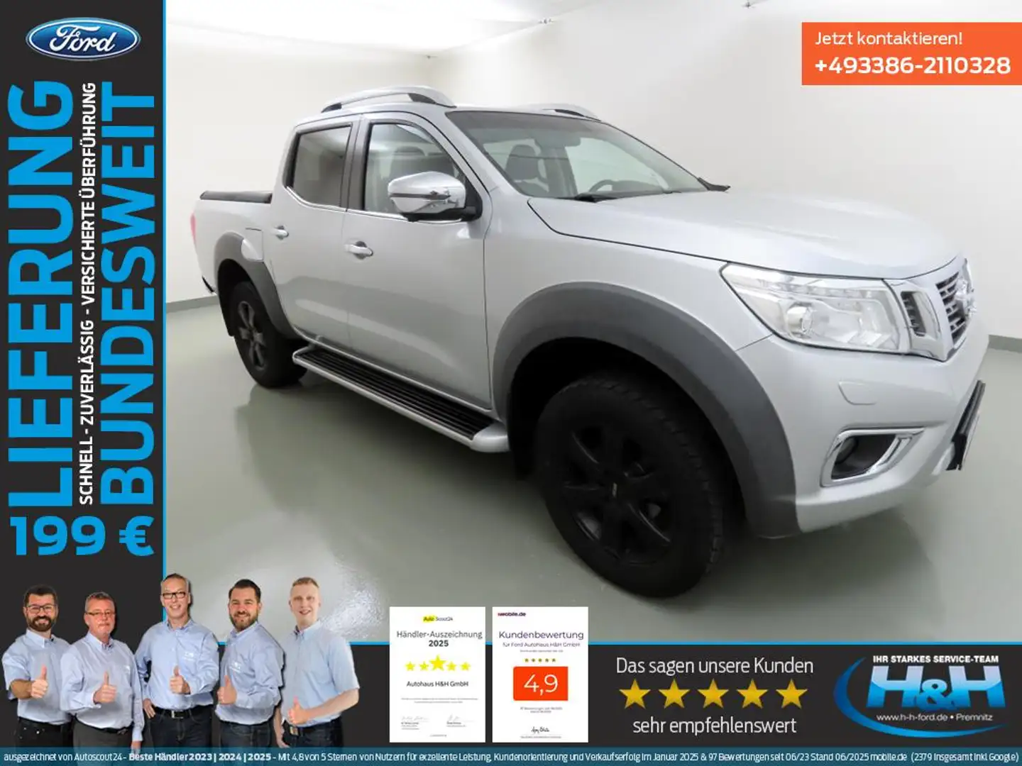 Nissan Navara 2.3 Aut. 4x4 Tekna DK AHK+LED+Kam. Срібний - 1