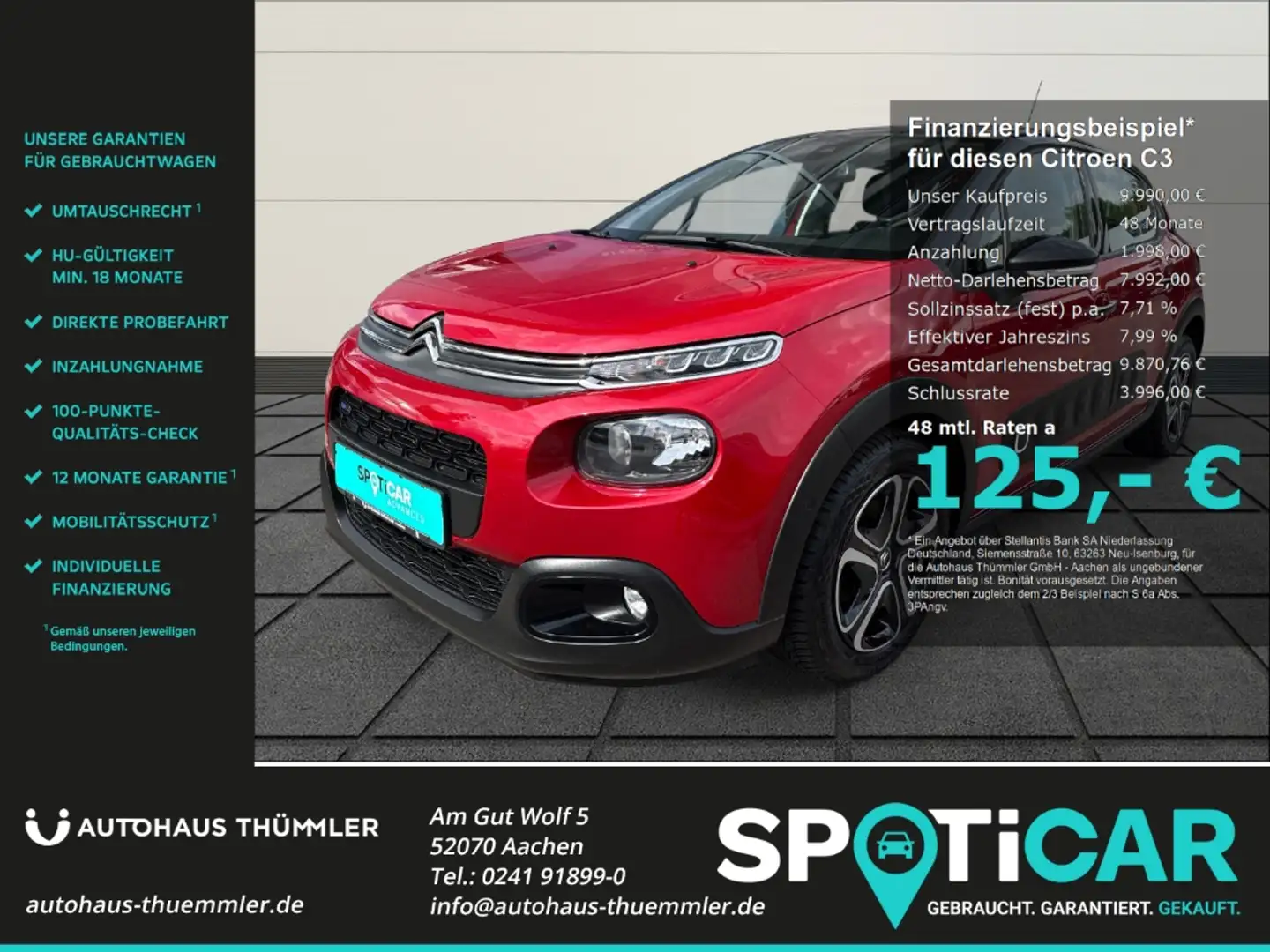Citroen C3 Shine 1.2 PureTech 110 Panorama LED Klimaautom SHZ Rouge - 1
