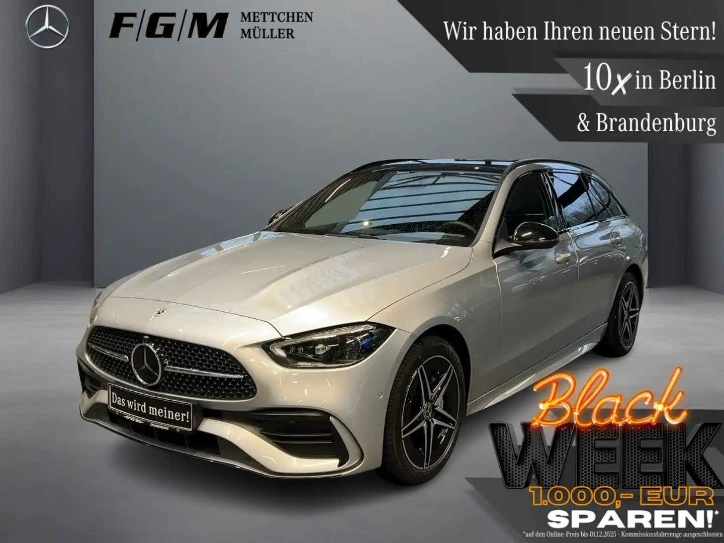 Mercedes-Benz C 300 T e AMG Line DigiLight|HUD|S-Dach|TWA|Pano Argent - 1