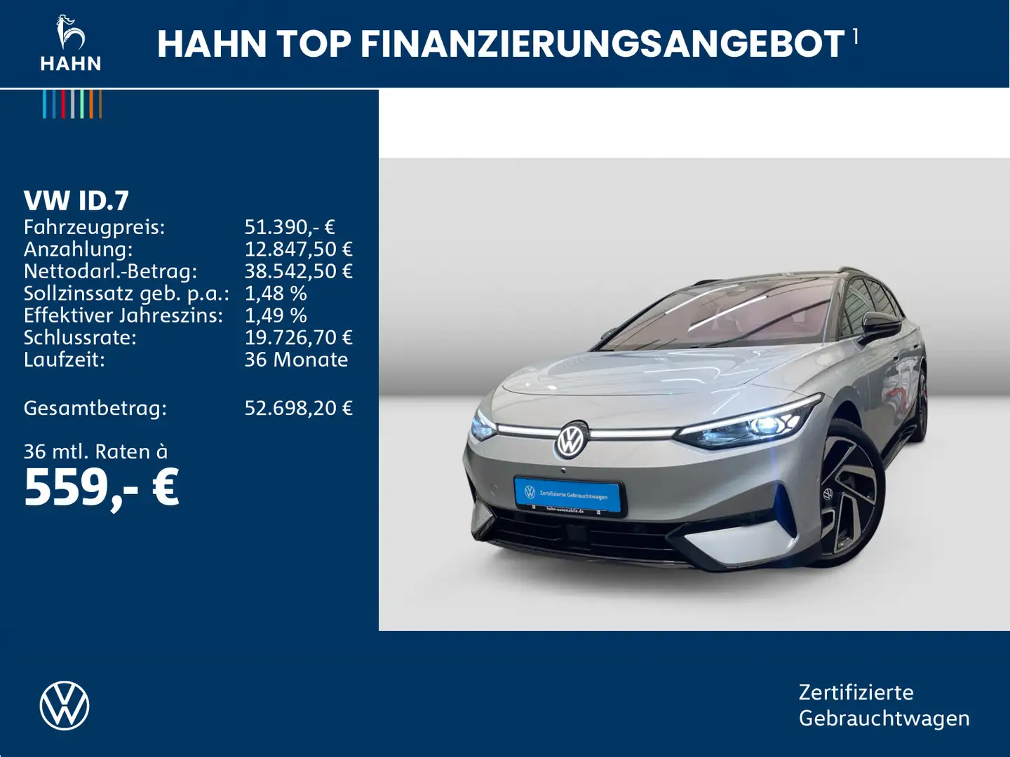 Volkswagen ID.7 Tourer Pro S Black Style AHK 360° H&K HUD Silber - 2