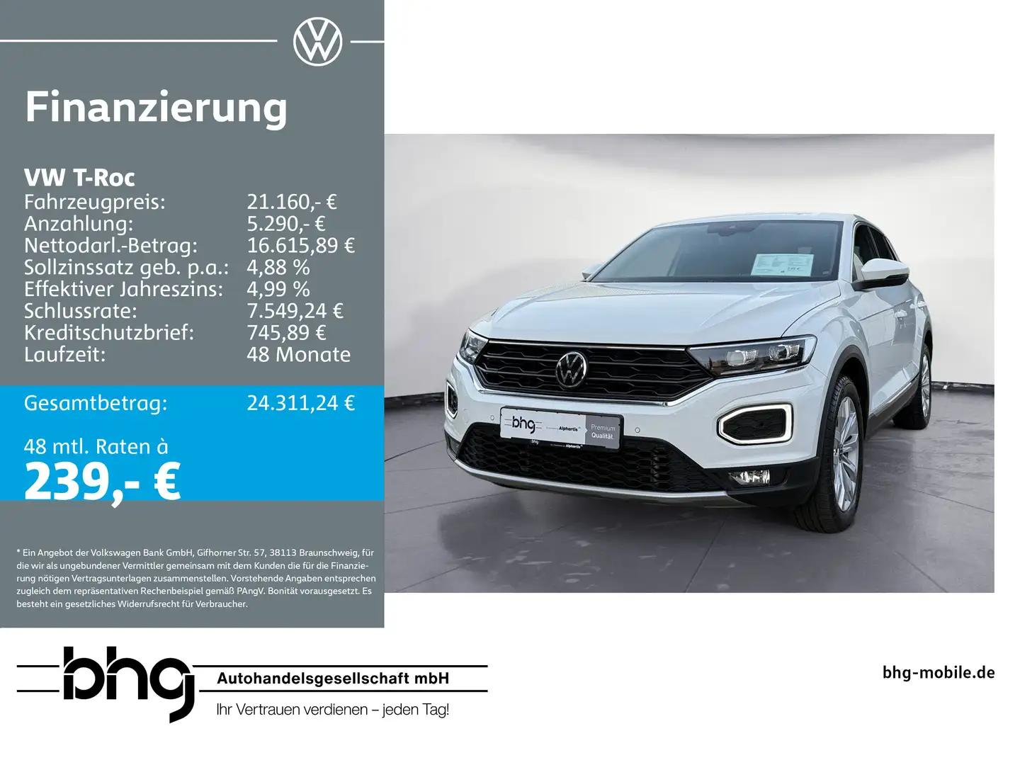 Volkswagen T-Roc 1.5 TSI Sport, AHK, AppConnect, Rückfahrka Blanc - 1