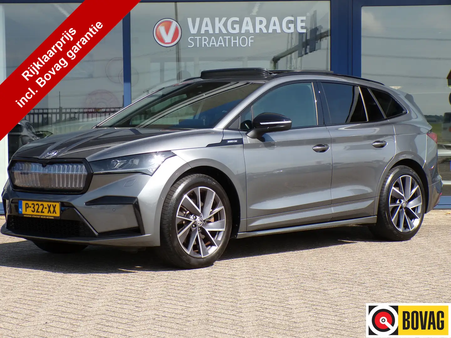 Skoda Enyaq iV 80 Sportline, Trekhaak / Warmtepomp / Carplay + Grijs - 1