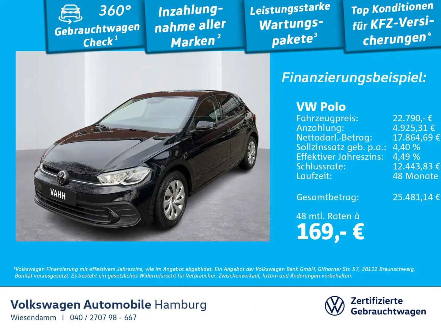Volkswagen Polo 1.0 TSI Life LED Navi Sitzhzg Schwarz - 1