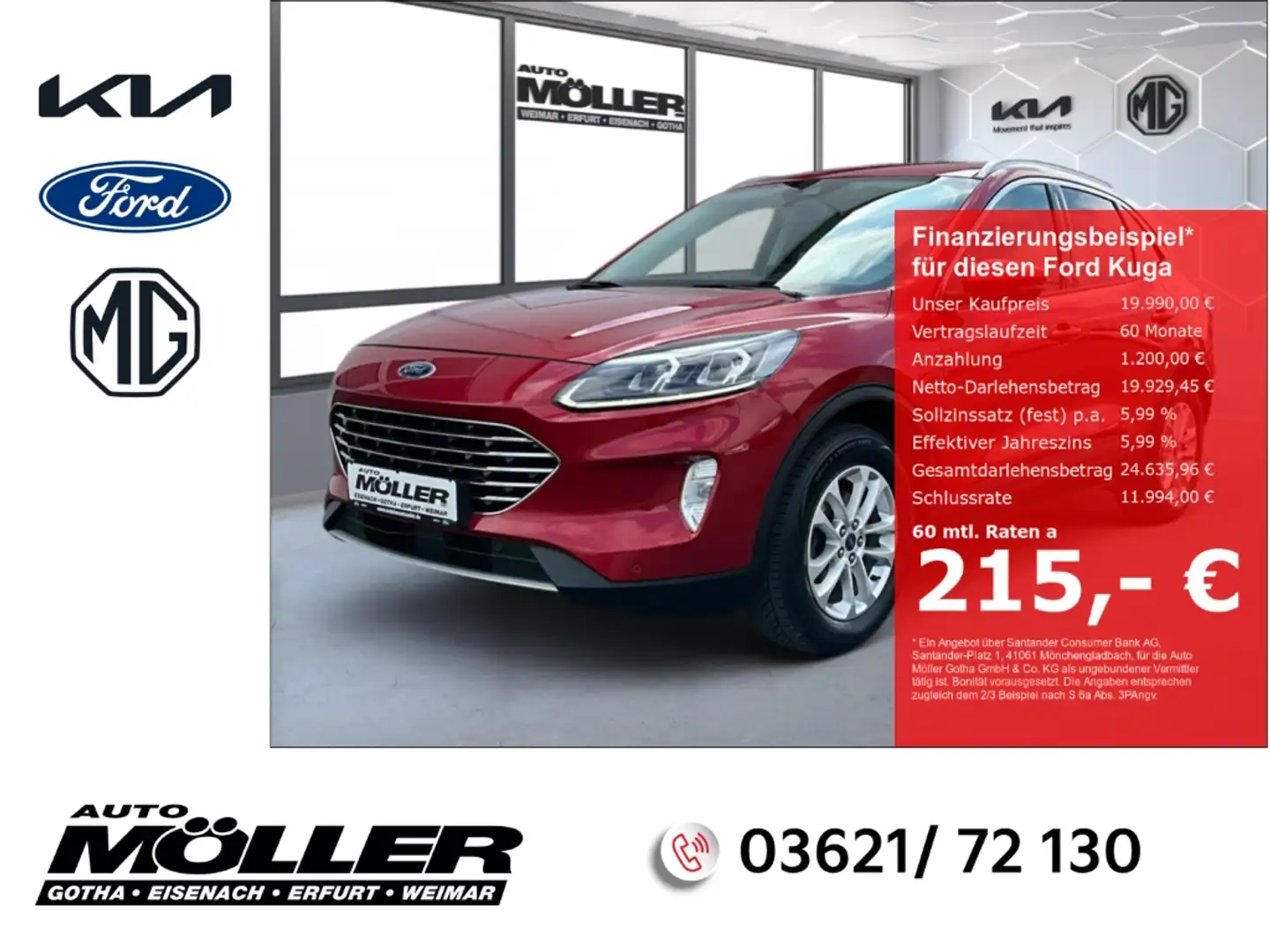 Ford Kuga 2.0 EcoBlue MHEV Titanium X Navi Soundsystem LED H Rot - 1