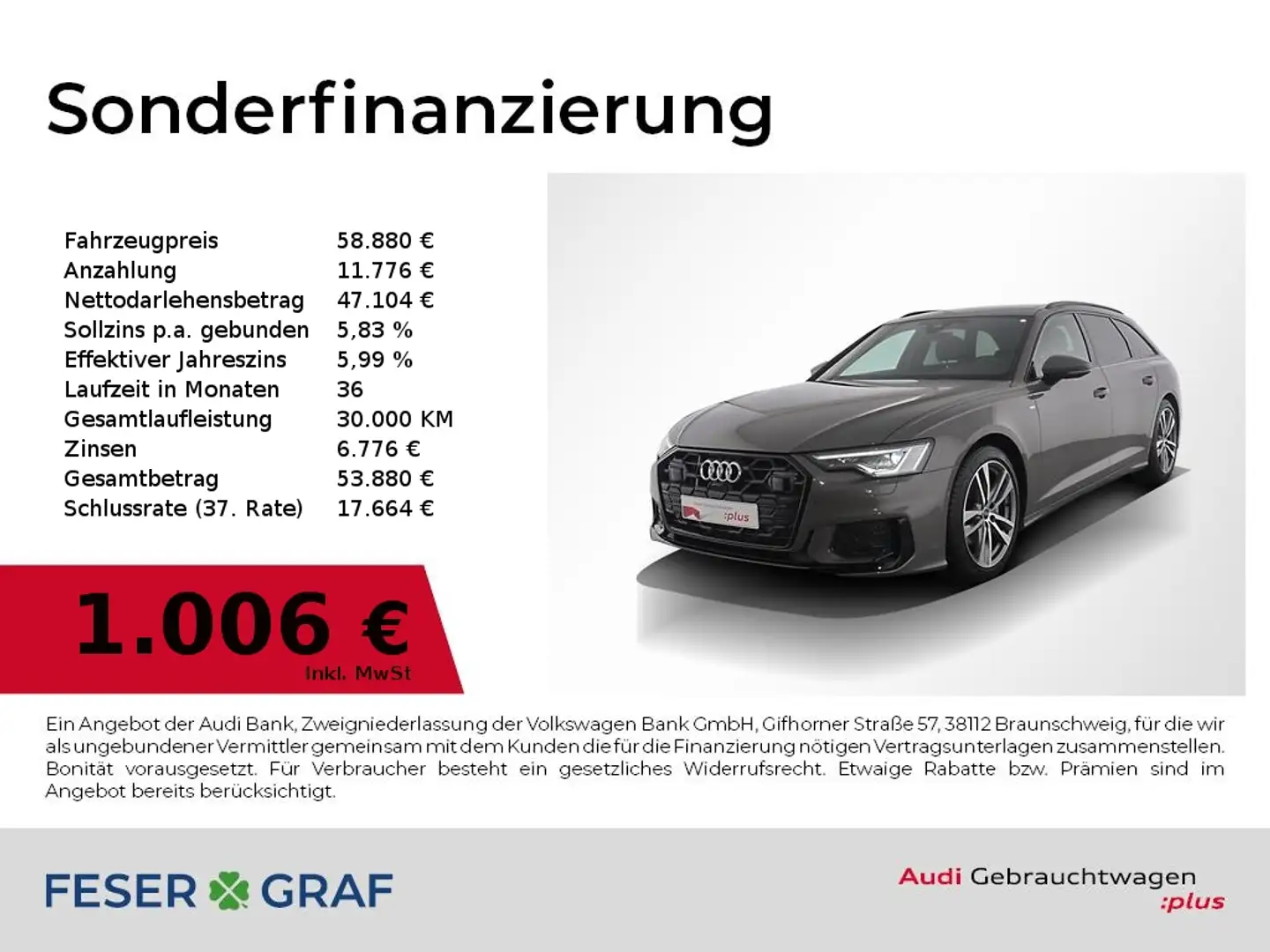 Audi A6 40TDI Avant S line S tronic Matrix AHK Alu-19 Grau - 1
