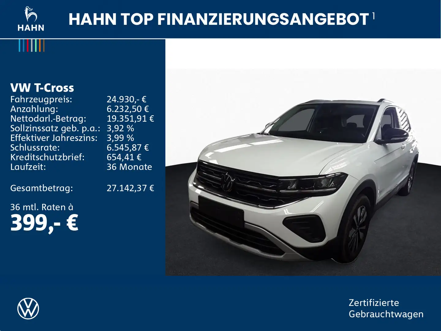 Volkswagen T-Cross 1.0TSI DSG Goal ACC App Cam LED PDC SHZ Weiß - 2