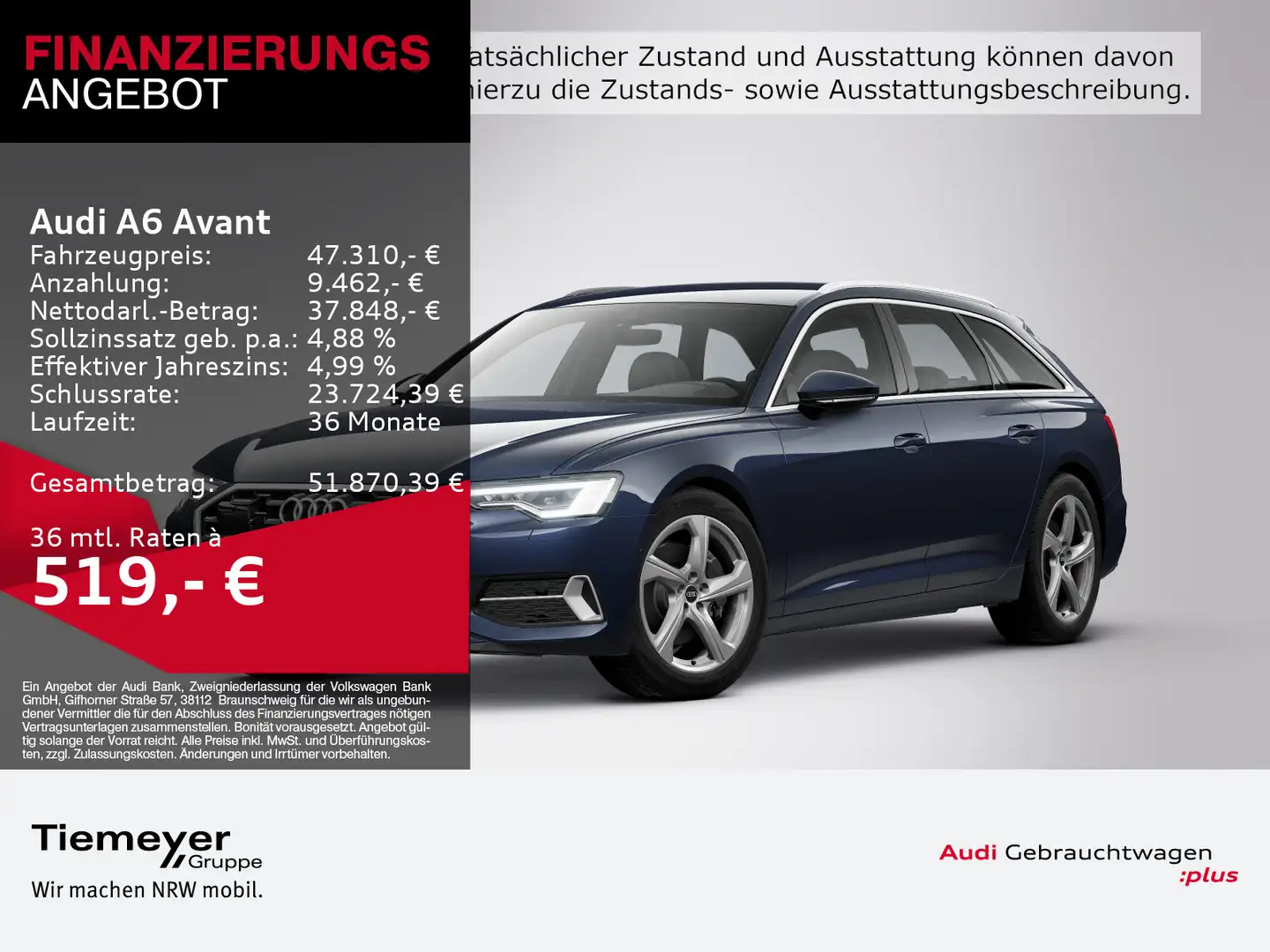 Audi A6 45 TFSI ADVANCED LM19 LEDER KAMERA AHK Blau - 1