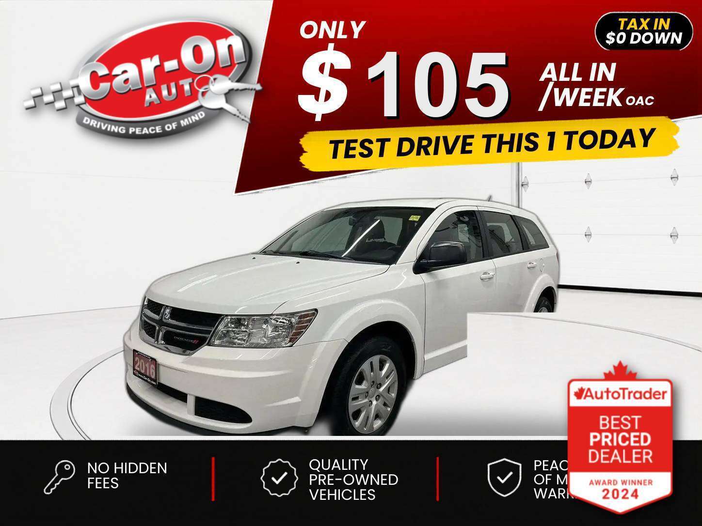 White 2016 Dodge Journey SUV / Crossover Automatic
