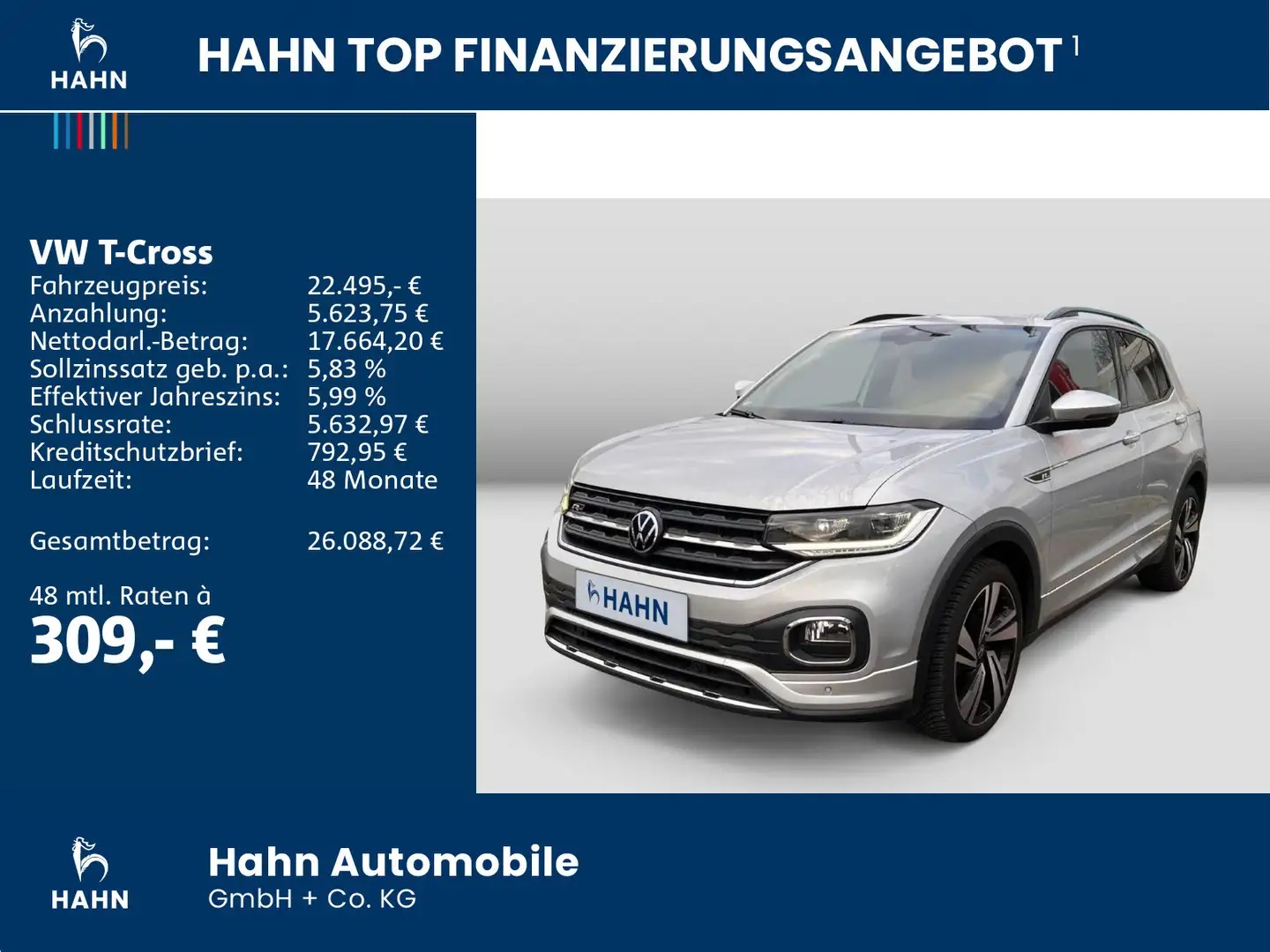Volkswagen T-Cross 1.0TSI R-Line DSG ACC Navi PDC Keyless Silber - 2