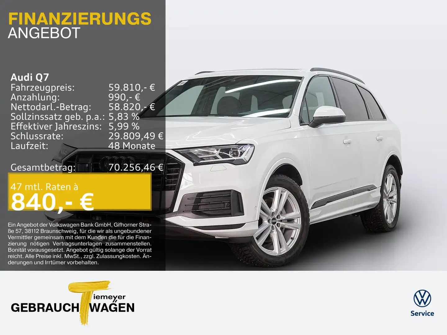 Audi Q7 50 TDI Q BLACK LM22 PANO KAMERA VIRTUAL Weiß - 1