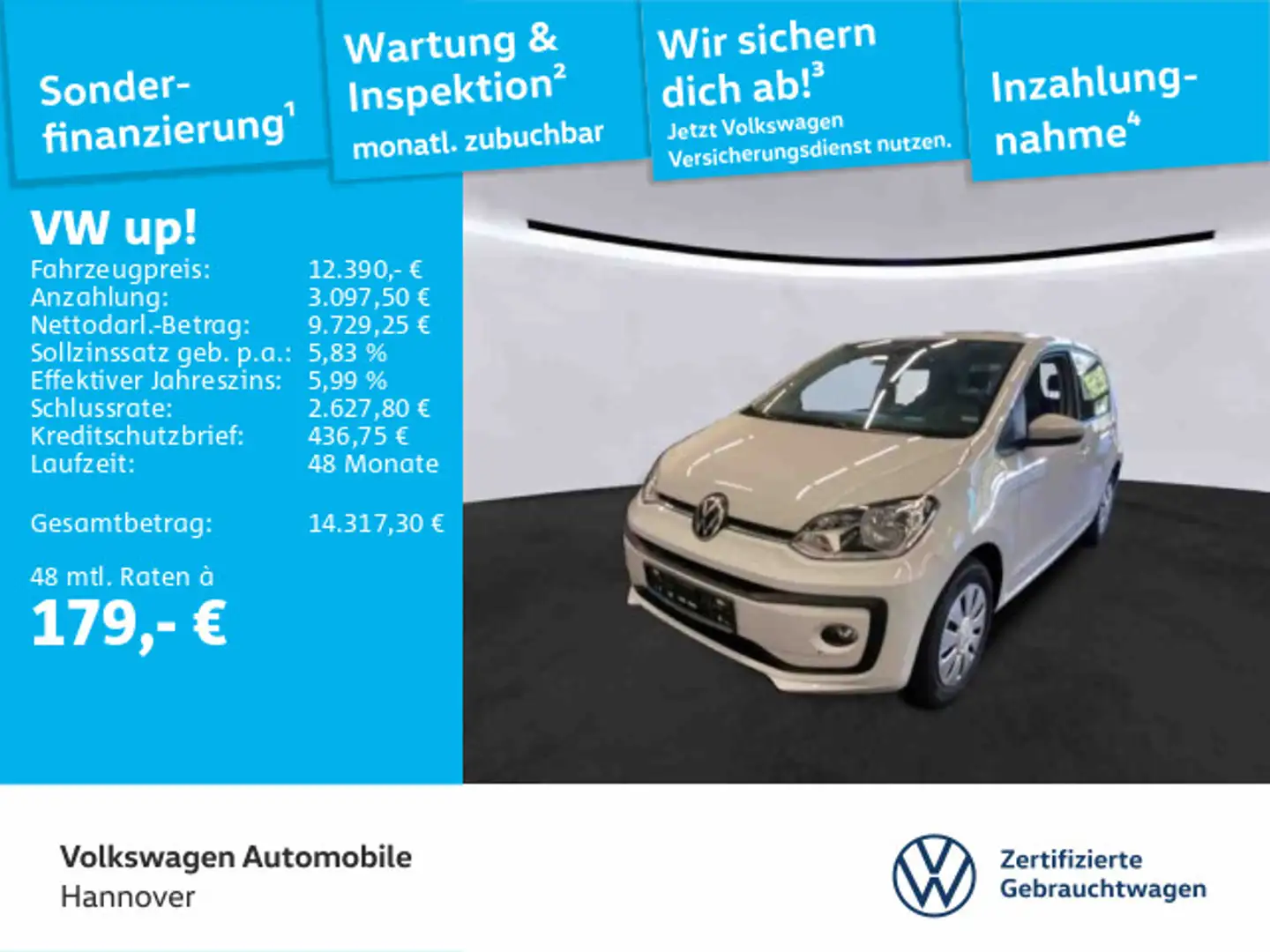 Volkswagen up! 1.0 Kamera SHZ PDC GRA Klima Weiß - 1