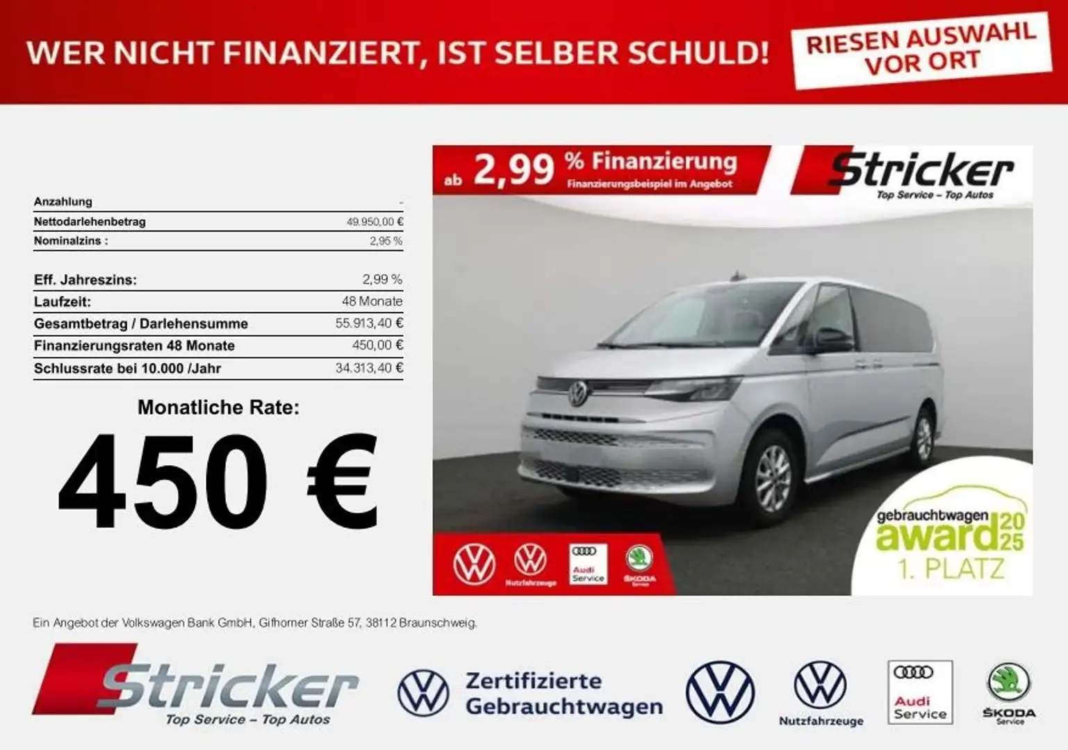 Volkswagen T7 Multivan Life lang 2.0TDI DSG 450,-ohne Anzahlung AHK Lede Argento - 1